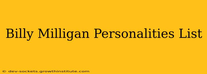 Billy Milligan Personalities List