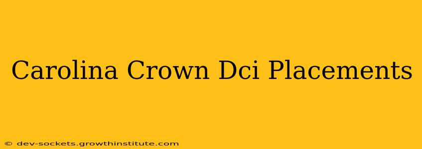 Carolina Crown Dci Placements