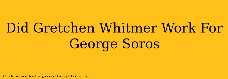 Did Gretchen Whitmer Work For George Soros