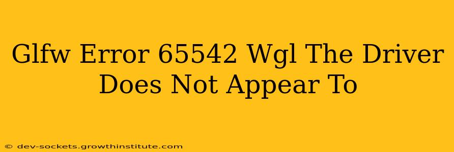 Glfw Error 65542 Wgl The Driver Does Not Appear To