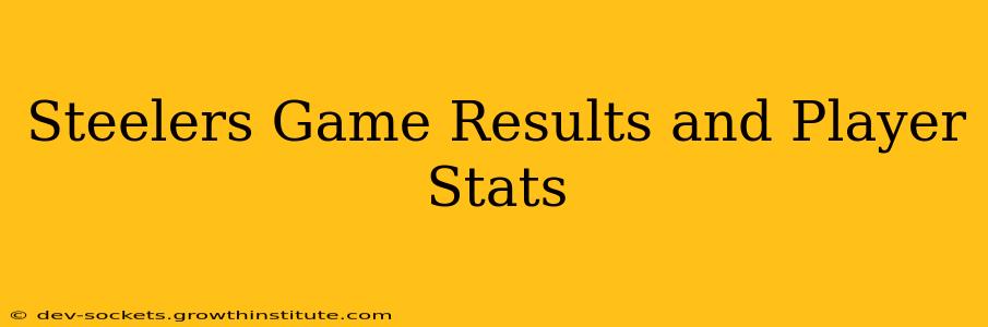 Steelers Game Results and Player Stats