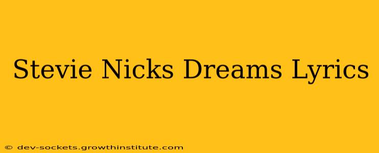 Stevie Nicks Dreams Lyrics