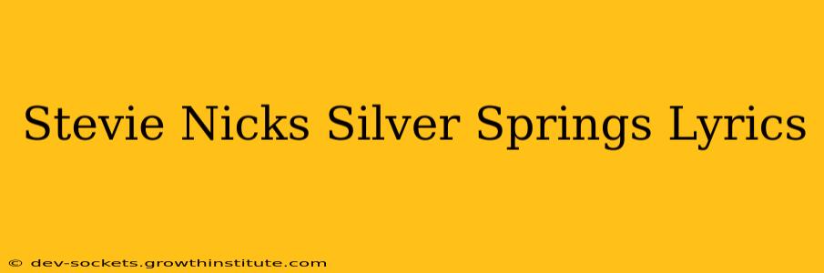 Stevie Nicks Silver Springs Lyrics