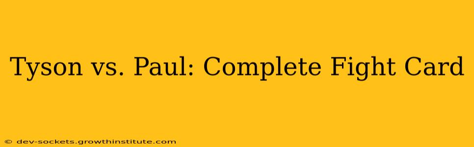 Tyson vs. Paul: Complete Fight Card