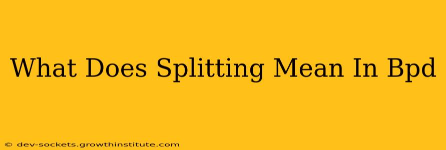 What Does Splitting Mean In Bpd